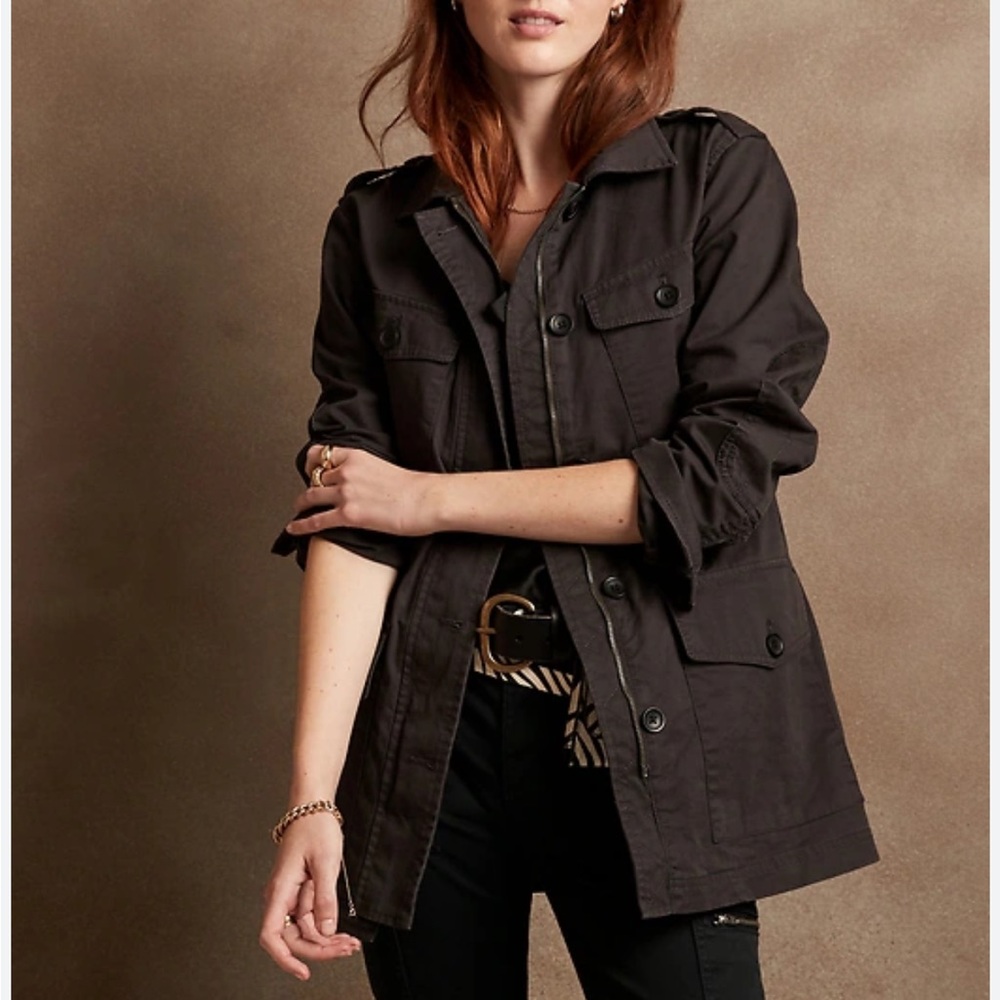 Banana Republic Factory Four Pocket Military Jacket in Licorice Size XS